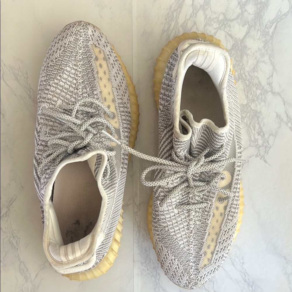 Yeezy Knit Sneakers in Gray and Cream